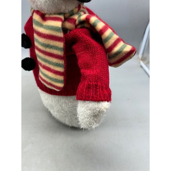 JCPenney Christmas Winter Plush Snowman Door Stop black top Hats 18" Scarf READ - Picture 7 of 9